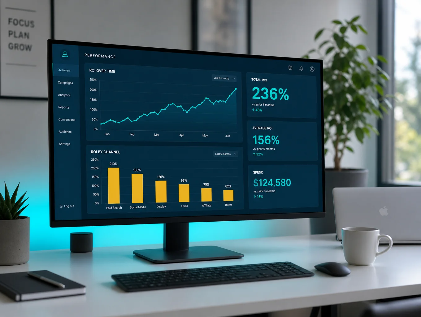 Dashboard showing cash flow analytics